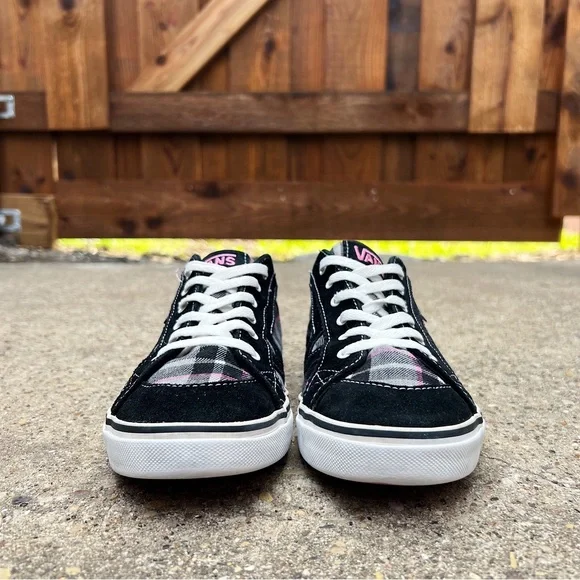 (Sold) Vans Plaid Skate Shoe Sneaker Pink Black Plaid Emo Draculara Tory Herring - Picture 3 of 12